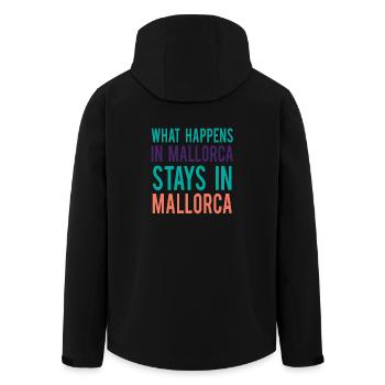 Was passiert auf Mallorca Aufenthalte auf Mallorca - Recycelte Männer Softshell-Jacke von Stanley/Stella - Schwarz - Hinten - AI Model Male 185 light (185cm)
