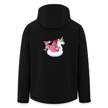Flamant rose sur l'été licorne tapis kawaii - Veste softshell homme en polyester recyclé Stanley/Stella - noir - Dos - AI Model Male 185 light (185cm)