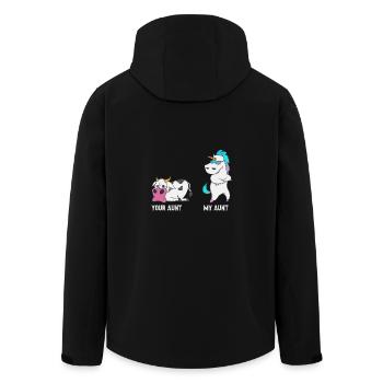 Einhorn Kuh Deine Tante Meine Tante Geschenk EN - Recycelte Männer Softshell-Jacke von Stanley/Stella - Schwarz - Hinten - AI Model Male 185 light (185cm)