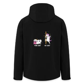 Einhorn Kuh Deine Tante Meine Tante Geschenk EN - Recycelte Männer Softshell-Jacke von Stanley/Stella - Schwarz - Hinten - AI Model Male 185 light (185cm)