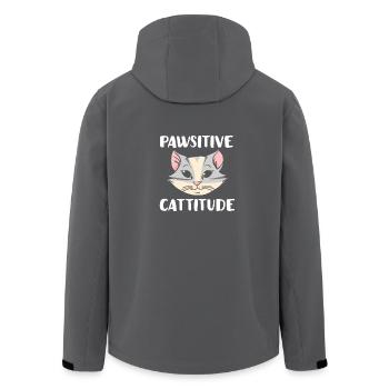 Pawsitive Cattitude Cat Lover - Men’s Recycled Softshell Jacket by Stanley/Stella - anthracite - Back - AI Model Male 185 light (185cm)