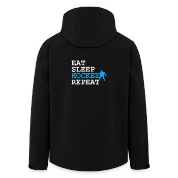 Eat Sleep Hockey Repeat - Men’s Recycled Softshell Jacket by Stanley/Stella - black - Back - AI Model Male 185 light (185cm)