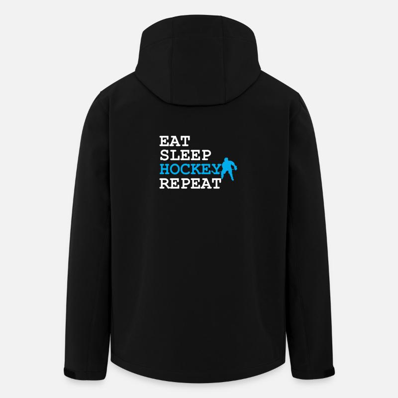 Eat Sleep Hockey Repeat - Men’s Recycled Softshell Jacket by Stanley/Stella - black