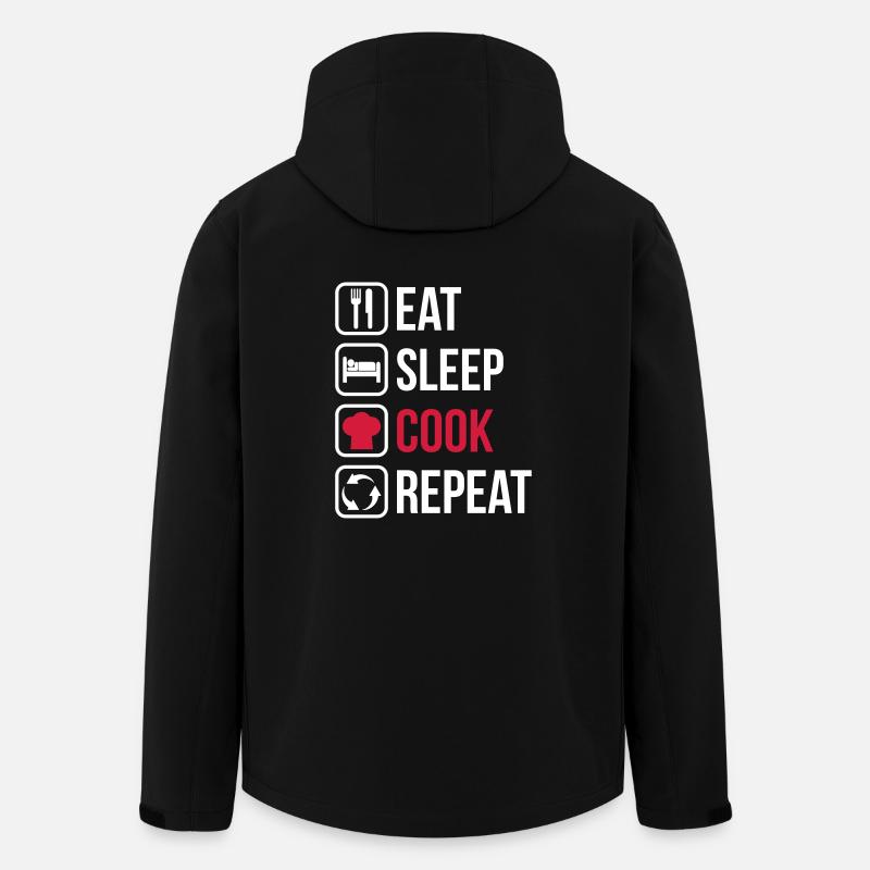 Eat Sleep Cook Repeat - Recycelte Männer Softshell-Jacke von Stanley/Stella - Schwarz
