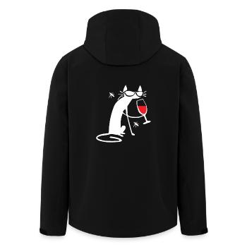 Funny cat red wine wine glass shirt crazy cats - Men’s Recycled Softshell Jacket by Stanley/Stella - black - Back - AI Model Male 185 light (185cm)