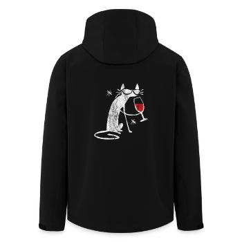 Funny cat red wine wine glass shirt crazy cats - Men’s Recycled Softshell Jacket by Stanley/Stella - black - Back - AI Model Male 185 light (185cm)