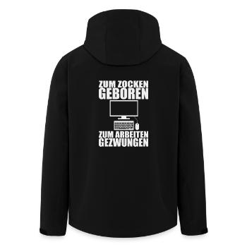 Born to gamble and to work .. - Gift - Men’s Recycled Softshell Jacket by Stanley/Stella - black - Back - AI Model Male 185 light (185cm)