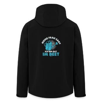 Meine Frau sagt ich bin gut im Beet Geschenk - Recycelte Männer Softshell-Jacke von Stanley/Stella - Schwarz - Hinten - AI Model Male 185 light (185cm)
