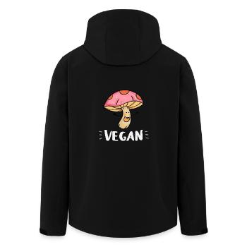 Vegan Mushroom Fungi Shirt for Vegans - Men’s Recycled Softshell Jacket by Stanley/Stella - black - Back - AI Model Male 185 light (185cm)