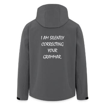 I am Silently correcting your Grammar Grammatik - Recycelte Männer Softshell-Jacke von Stanley/Stella - Anthrazit - Hinten - AI Model Male 185 light (185cm)