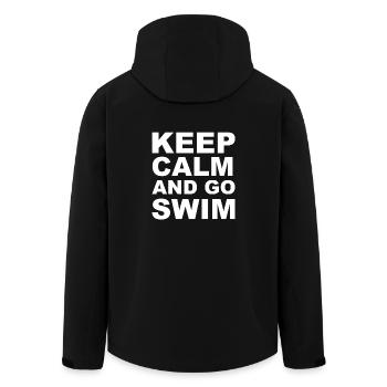 Bleib ruhig und geh schwimmen! - Geschenk - Recycelte Männer Softshell-Jacke von Stanley/Stella - Schwarz - Hinten - AI Model Male 185 light (185cm)