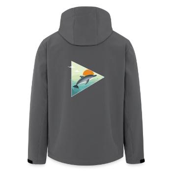 Dauphin - lever du soleil - océan - Veste softshell homme en polyester recyclé Stanley/Stella - charbon - Dos - AI Model Male 185 light (185cm)