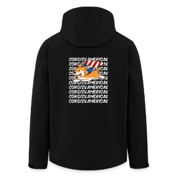 Flying Super Corgi America USA Dog Love - Men’s Recycled Softshell Jacket by Stanley/Stella - black - Back - AI Model Male 185 light (185cm)