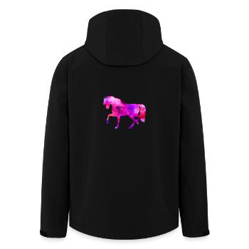 Pferd lustige Tiere blau-rosa Aquarell T Shirt Kin - Recycelte Männer Softshell-Jacke von Stanley/Stella - Schwarz - Hinten - AI Model Male 185 light (185cm)