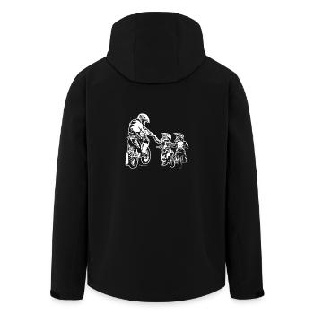Biker Dad and Two Kids - Men’s Recycled Softshell Jacket by Stanley/Stella - black - Back - AI Model Male 185 light (185cm)