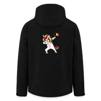 Belgium Unicorn Belgium Dab Unicorn Football Gift - Men’s Recycled Softshell Jacket by Stanley/Stella - black - Back - AI Model Male 185 light (185cm)