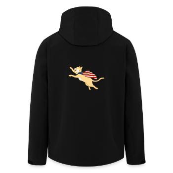 Flying cat pet meow america usa - Men’s Recycled Softshell Jacket by Stanley/Stella - black - Back - AI Model Male 185 light (185cm)