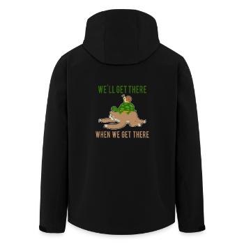 Faultier Running Team - "We'll get there" - Recycelte Männer Softshell-Jacke von Stanley/Stella - Schwarz - Hinten - AI Model Male 185 light (185cm)