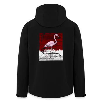 Rosa Flamingo - Recycelte Männer Softshell-Jacke von Stanley/Stella - Schwarz - Hinten - AI Model Male 185 light (185cm)