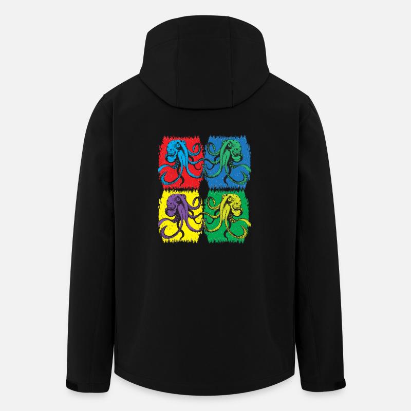 Octopus Pop Art - Veste softshell homme en polyester recyclé Stanley/Stella - noir