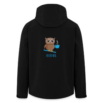 Nachteule mit Kaffee - Recycelte Männer Softshell-Jacke von Stanley/Stella - Schwarz - Hinten - AI Model Male 185 light (185cm)