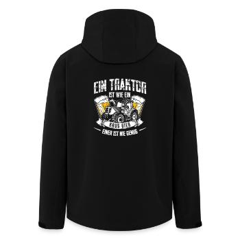 Landwirt Shirt · Landwirtschaft · Krug Bier - Recycelte Männer Softshell-Jacke von Stanley/Stella - Schwarz - Hinten - AI Model Male 185 light (185cm)