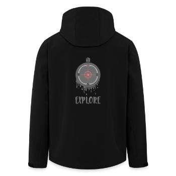 Discover - North Pole - Compass - Explorer design - Men’s Recycled Softshell Jacket by Stanley/Stella - black - Back - AI Model Male 185 light (185cm)