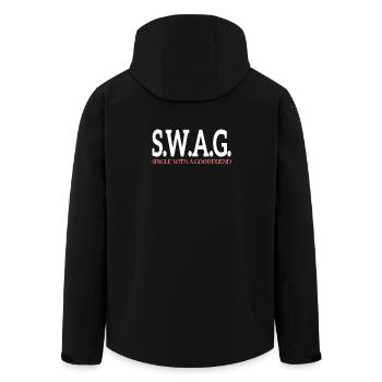 Swag - single with good friends - Men’s Recycled Softshell Jacket by Stanley/Stella - black - Back - AI Model Male 185 light (185cm)