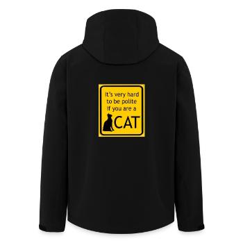 Cat design - Puss cat - Funny sayings - Men’s Recycled Softshell Jacket by Stanley/Stella - black - Back - AI Model Male 185 light (185cm)