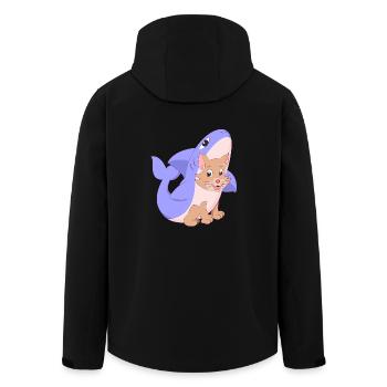 Chat mignon en cadeau de chemise de costume de requin chats - Veste softshell homme en polyester recyclé Stanley/Stella - noir - Dos - AI Model Male 185 light (185cm)