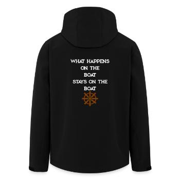 WHAT HAPPENS ON THE BOAT - Men’s Recycled Softshell Jacket by Stanley/Stella - black - Back - AI Model Male 185 light (185cm)