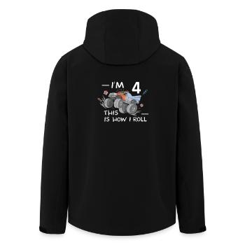 Cooles Monstertruck 4. Geburtstag Kinder Geschenk - Recycelte Männer Softshell-Jacke von Stanley/Stella - Schwarz - Hinten - AI Model Male 185 light (185cm)