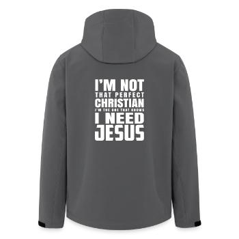 I´m Not That Perfect Christian I Need Jesus Shirt - Recycelte Männer Softshell-Jacke von Stanley/Stella - Schwarz - Hinten - AI Model Male 185 light (185cm)