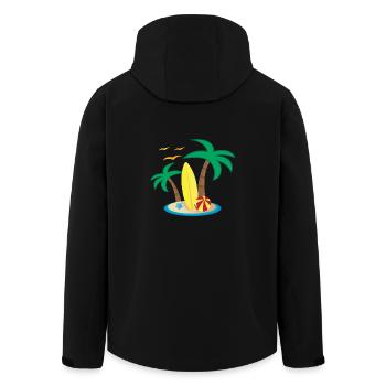 Holiday Island Design - Men’s Recycled Softshell Jacket by Stanley/Stella - black - Back - AI Model Male 185 light (185cm)