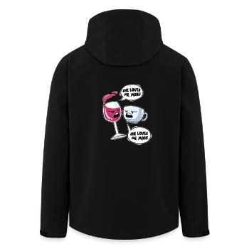 Wine Coffee Lover Love Fight Wineglass Mug - Men’s Recycled Softshell Jacket by Stanley/Stella - black - Back - AI Model Male 185 light (185cm)