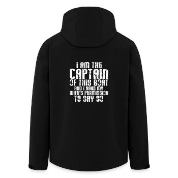 Captain At The Captain Of This Boat Gift - Men’s Recycled Softshell Jacket by Stanley/Stella - black - Back - AI Model Male 185 light (185cm)