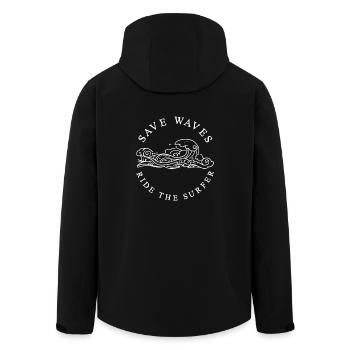 Save Waves Ride The Surfer Gift Nature Conservation - Men’s Recycled Softshell Jacket by Stanley/Stella - black - Back - AI Model Male 185 light (185cm)