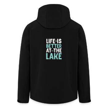 Das Leben ist besser am See - Recycelte Männer Softshell-Jacke von Stanley/Stella - Schwarz - Hinten - AI Model Male 185 light (185cm)