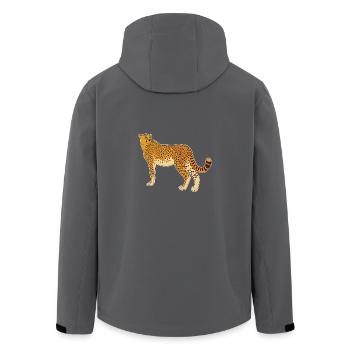 Idée de cadeau de bande dessinée de guépard safari léopard léopard - Veste softshell homme en polyester recyclé Stanley/Stella - charbon - Dos - AI Model Male 185 light (185cm)