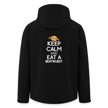 Ruhig bleiben und erstmal eine Bratwurst Essen - Recycelte Männer Softshell-Jacke von Stanley/Stella - Schwarz - Hinten - AI Model Male 185 light (185cm)
