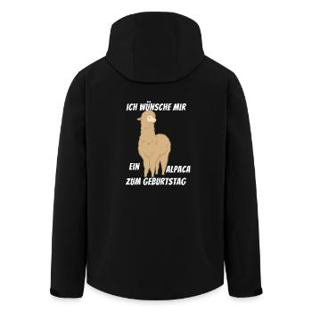 Ich wünsche mir ein Alpaka zum Geburtstag Alpaca - Recycelte Männer Softshell-Jacke von Stanley/Stella - Schwarz - Hinten - AI Model Male 185 light (185cm)
