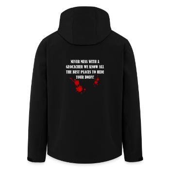 Never mess with a Geocacher - Recycelte Männer Softshell-Jacke von Stanley/Stella - Schwarz - Hinten - AI Model Male 185 light (185cm)