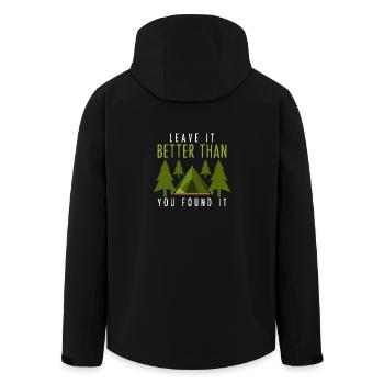 Camping conservation environmental protection gift - Men’s Recycled Softshell Jacket by Stanley/Stella - black - Back - AI Model Male 185 light (185cm)