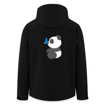 Panda - Panda T-Shirt - Panda Motif - Butterfly - Men’s Recycled Softshell Jacket by Stanley/Stella - black - Back - AI Model Male 185 light (185cm)