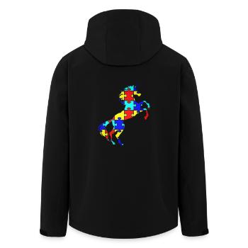 Einhorn-Autismus-Puzzlespiel-Symbol-T-Shirt magisch - Recycelte Männer Softshell-Jacke von Stanley/Stella - Schwarz - Hinten - AI Model Male 185 light (185cm)