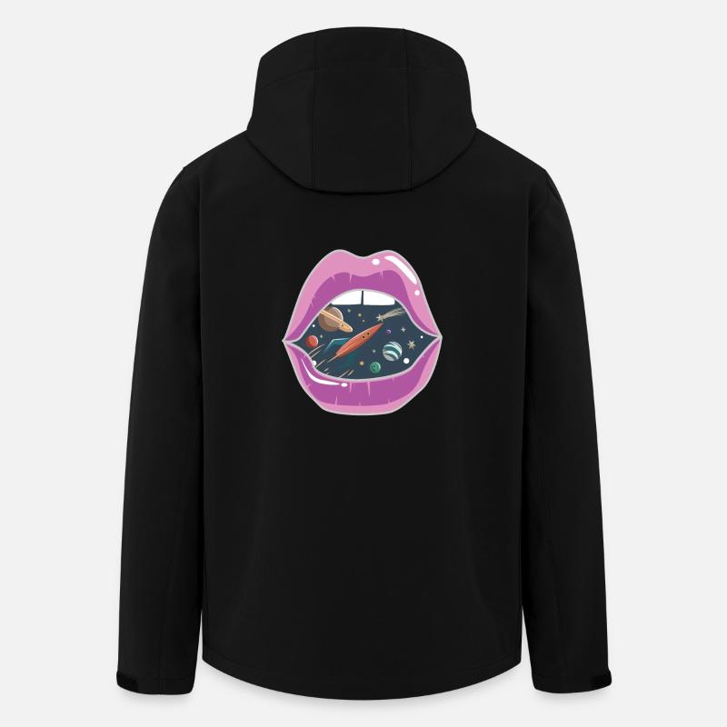 Lèvres roses / Espace - Veste softshell homme en polyester recyclé Stanley/Stella - noir