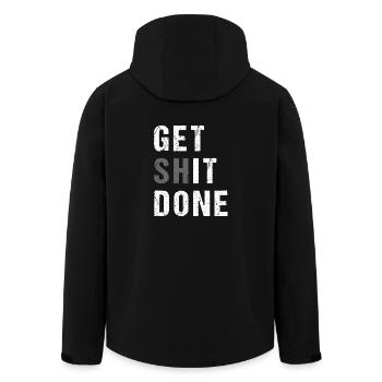 GET SHIT DONE - Men’s Recycled Softshell Jacket by Stanley/Stella - black - Back - AI Model Male 185 light (185cm)