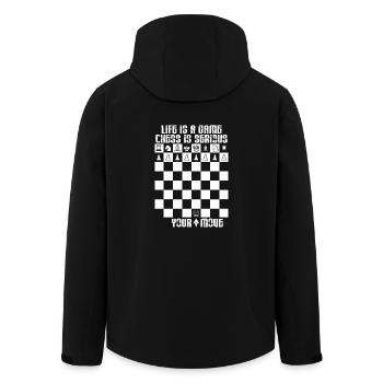 Pièce d'échecs cadeau chemise échecs joueur d'échecs - Veste softshell homme en polyester recyclé Stanley/Stella - noir - Dos - AI Model Male 185 light (185cm)