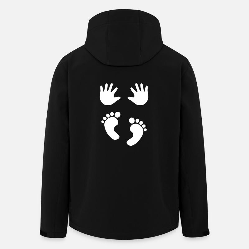 Grossesse/pieds de bébé/mains - Veste softshell homme en polyester recyclé Stanley/Stella - noir