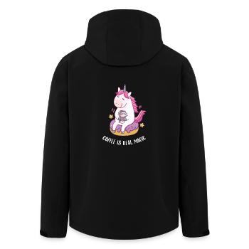 Coffee Is Real Magic - Kaffee Einhorn Geschenk - Recycelte Männer Softshell-Jacke von Stanley/Stella - Schwarz - Hinten - AI Model Male 185 light (185cm)